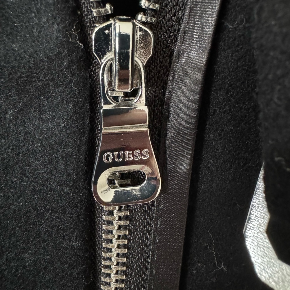 Guess Black Trench Coat with Faux Fur Accents - Picture 7 of 7